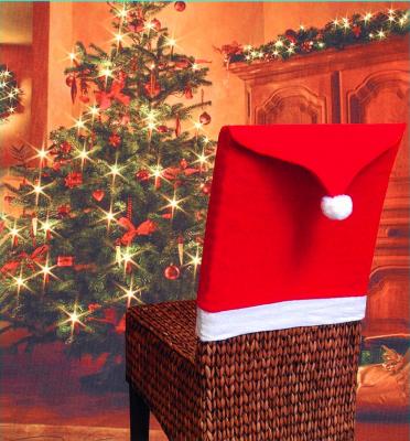 China Wholesale Red Nonwoven Cloth Christmas Chair Cover Christmas Table Decoration Christmas Hat Party Event Decoration for sale