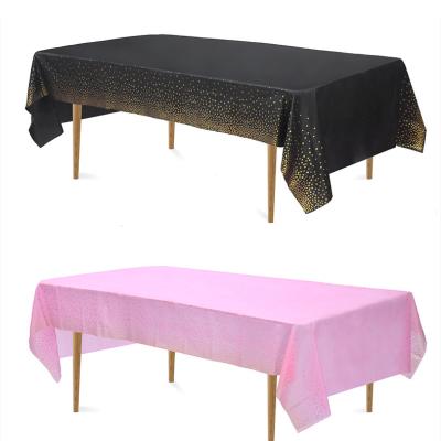 China Factory Direct Party Disposable Tablecloth Waterproof For Dot Confetti Rectangular Plastic Rectangle Table Gold Stamping for sale