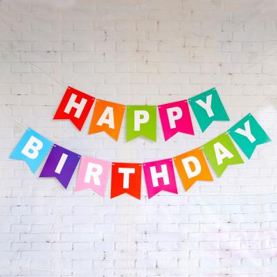 China Party Decoration Wholesale 20cm*16cm Colorful Happy Birthday Banner Bunting For Birthday Party Decoration Supplier for sale