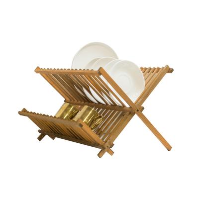 China Kitchenware Factory Wholesale 2 Tier Dish Rack Wooden Dish Rack For Kitchen Countertops Dish Drying Racks for sale