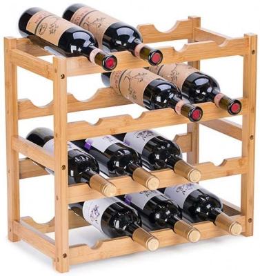 China Home Eco - Friendly Bamboo 3 Tier Bottle Wine Rack for sale