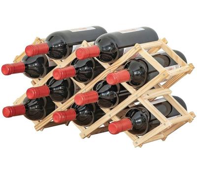 China Wooden Bamboo Wine Cooling Rack Countertop 10 Bottles Wine Rack Foldable Storage Rack for sale