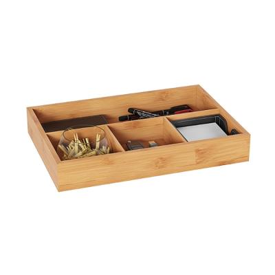 China BANBOO New Products Office Utensil Drawer Organizer Tray Drawer Storage Dish Eco-friendly Bamboo Durable Tray for sale