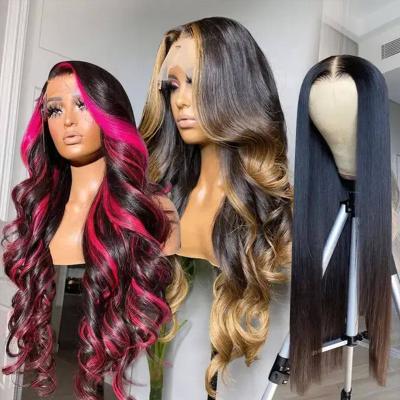 China Soft Smooth Thick Barely Shedding Indian Hair Glueless HD Lace Frontal Wig Brazilian Virgin Swiss Lace Front Bone Straight Human Hair Wigs For Black Women for sale