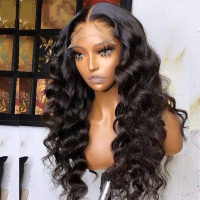 China Soft Smooth Thick Barely Shedding 13*4 13*6 Lace Frontal Wig Raw Brazilian Virgin Body Wave Natural Color Human Hair Transparent Lace Front Wigs For Black Women for sale