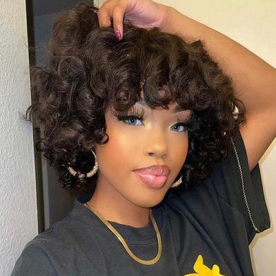 China Soft Smooth Thick Barely Shedding Curly Wig Pixie Cut Short Human Hair Wigs For Women Cheap Price Wigs for sale