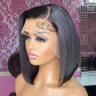 China Soft Smooth Thick Barely Shedding 13x6 Straight Lace Frontal Bob Wig Pre Plucked Brazilian Short 13x4 Human Hair Wigs For Women for sale