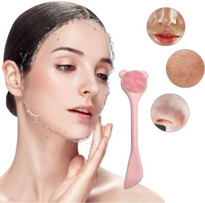 China Lovely Cute Bear Silicone Mud Mask Applicator DEEP Cleansing Facial Brush, Facial Cleansing Brush, Dual Soft Beauty Tool for sale