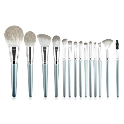 China Fan Brush 14 Pcs Professional Premium Synthetic Makeup Brush Set Kabuki Brush For Foundation Powder Eye Eyeshadow Face Blush With PU Lea for sale