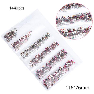 China Crystal nails art rhinestone designs 3d shinny nail decorations multi size crystals rhinestone set glass flat back rhinestones nail stones for nail art 3d decorations rhinestone parting nails for sale