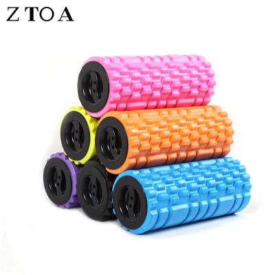 China Durable Foam Shaft Muscle Massager Mace Yoga Column With Cover Beginner Deep Massage Muscle Relaxation Roller Wheel for sale