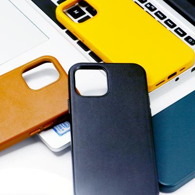 China Anti-fall Simple Luxury Leather Phone Case Magnetic Wireless Charging Case For iPhone Models for sale