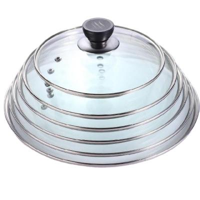 China Factory Direct Selling Viable G Type Round Glass Jar Cover Tempered Glass Lid For Wok Lid Customized Cookware Lid for sale