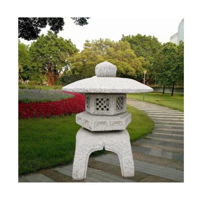 China JN001 Modern Handmade Japanese Style For Decoration Garden And Outdoor Lighting Lantern With Wooden Window Carved Stone for sale