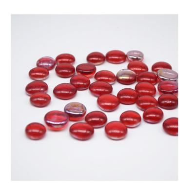 China Modern flat beads of frosted glass in red color to decorate the garden for sale