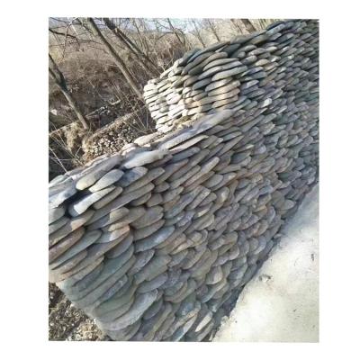 China Modern Gray Color Flat Pebble Stone 150-800mm Large Size Of River Stone Rocks For Waterfall Landscape for sale