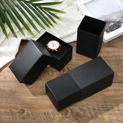 China jewelry & Watch & Eyewear Customized High Quality Branded Black Empty Watch Box Rigid Paper Cases Logo Packaging Storage Display Luxury With Pillow for sale