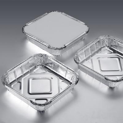 China Wholesale Insulation And Cold Storage Restaurant Baking Pan Tray Plate Colorful Disposable Packaging Tin Aluminum Foil Food Takeout Containers With Lid for sale