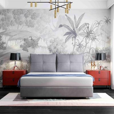 China Wholesale Modern Home Furniture Convertible Fabric Double Simple Design Bed Wood Frame Sets For Bedroom for sale