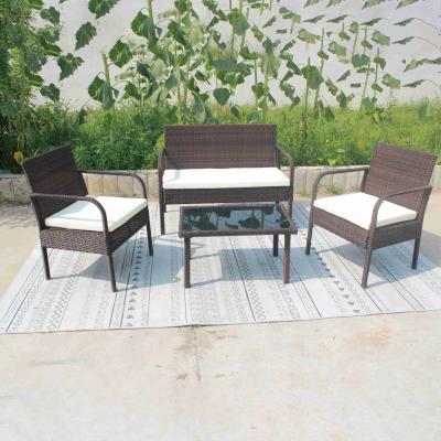 China Modern 4 Piece Outdoor Patio Furniture Sets Wicker Rattan Chair Set, Outdoor Indoor Use Backyard Porch Garden Balcony Furniture for sale