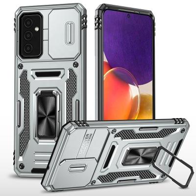 China Shockproof Magnetic Dual Layer TPU Kickstand PC Slide Camera Cover With Ring Holder Para Cell Phone Case For Samsung Galaxy A82 5g for sale