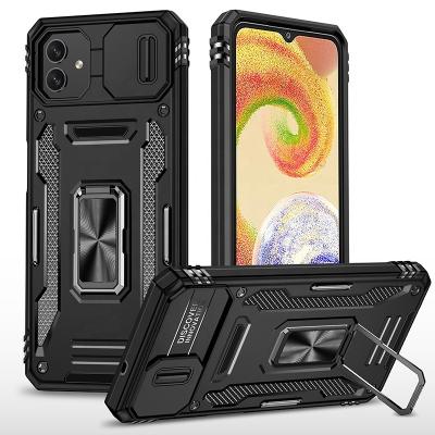 China Double Layer TPU PC Camera Shockproof Slide Kickstand Back Cover With Ring Holder Para Cell Phone Case For Samsung galaxy m13 5g for sale