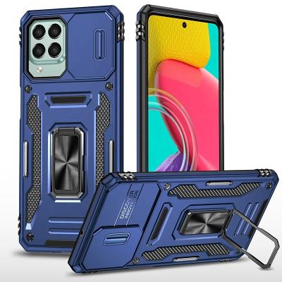 China Shockproof Protective Magnetic Kickstand TPU PC Slide Camera Cover With Ring Holder Case Coque Mobile Phone For Samsung galaxy m53 5g for sale