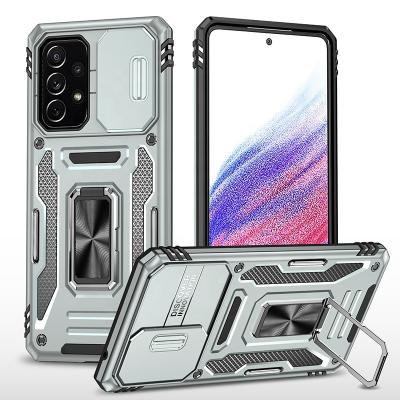 China Shockproof Shockproof Cover Coque Funda Mobile Phone Case Ring Holder Protective Back Stand Armor TPU PC Kickstand For Samsung a53 5g Case for sale