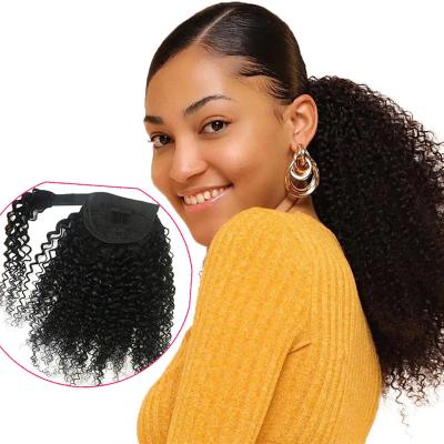 China Easy Apply Ponytail Curly Curly Natural Hair Hd Real Hair Wig Extensions With Velcro for sale