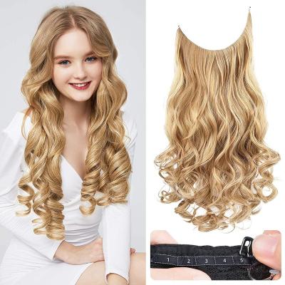 China Easy Apply Invisible Transparent Wire Adjustable Size Removable Safe Clips In Curly Wavy Secret Wig For Women for sale