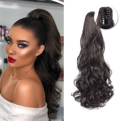 China Easy Apply Long Wavy Ponytail Heat Resistant Synthetic Hair for sale