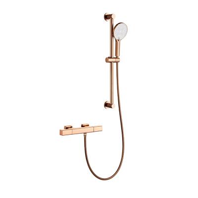 China Without Sliding Bar Rose Gold Surface Treatment 304 Stainless Steel Shower Multifunctional Suit Ceramic Style Up And Down for sale