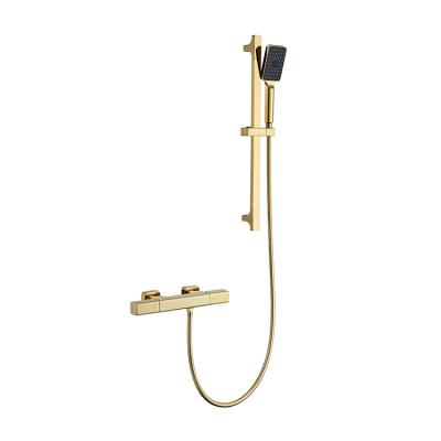 China Without Faucet Gold Square Slide Bar Zirconium Shower Stainless Steel Multifunctional Bathroom Building for sale