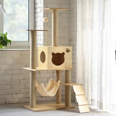 China Breathable High Quality Big Scratch Wooden Tower Fashion Sisal Pet Products Cat Tree DIY Climbing Luxury Foldable Tree for sale