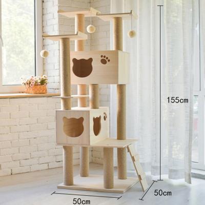 China Breathable Cat Liner Column Sisal Cat Climbing Frame Solid Wood Detachable Multilayer Cat Tree for sale