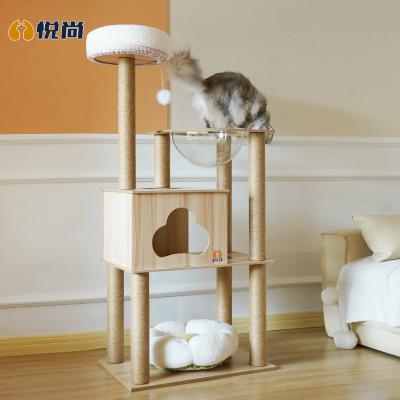 China Wholesale Stocked Cat Tree in Sisal Scratch Board Natural Cat Castle House Luxury Pet Cat House Interactive Toys Cat Tower for sale