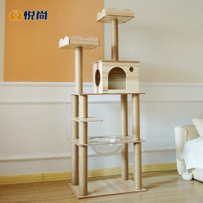 China Original Stocked Large Cat Climbing Frame Sisal Wood Cat Tree With Cat House from China factories for sale