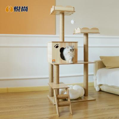 China Cat Scratcher Tower Home Furniture Stocked Cat Tree Pets Hammock Sisal Cat Scratching Post Climbing Frame Toy Spacious Perch for sale