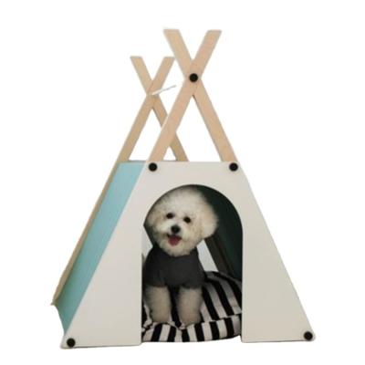 China Yue Pet Cat Dog Breathable Immobile Kennel Modern Four Season Wooden Tent Small House for sale