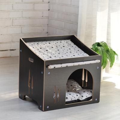 China Sustainable Eco Friendly Wooden Pet Cat House For Play And Rest for sale