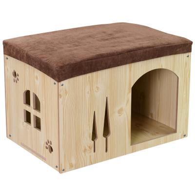 China China Factory Wholesale Breathable Customized Modern Solid Wood Dog House Kennel With Door for sale