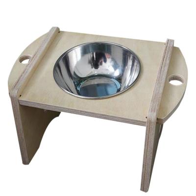 China Yue Shang Lining Birch Pet Table Breathable Environmental Log Refined Single Dog Bowl Double Even Wrist Three Bowl for sale