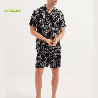 China MGOO QUICK DRY Fashion Side Pockets And Trunk Floral Print Practical Short Men Pajama Set for sale