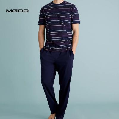 China MGOO QUICK DRY men's short sleeve tee with long pants loungewear pattern custom mens pajamas for sale