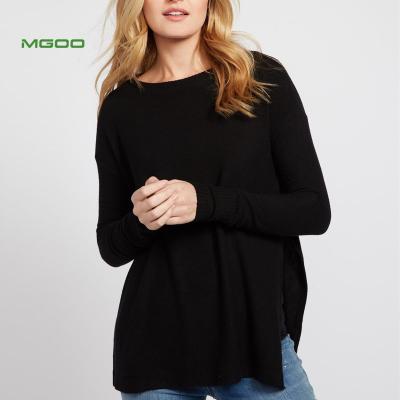 China MGOO Anti-Allergy Custom Side Split Long Nursing Top Sleeve Breastfeeding Blouse Solid Color Black Maternity Clothing for sale