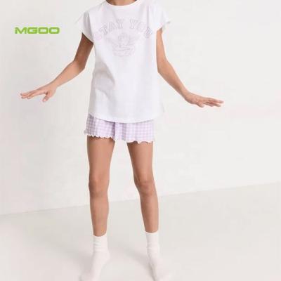 China MGOO Breathable Cool Round Neck With Kids Binding Nightgowns And Pajamas Set With T-shirt And Shorts for sale