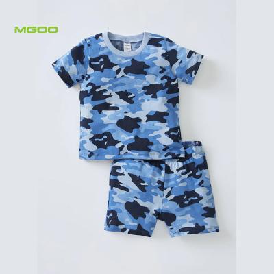 China MGOO Breathable Camouflage Patterned Short Sleeve T-shirt And Shorts Pajama Set Baby Clothes Pajamas for sale