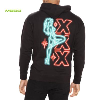 China Anti-Wrinkle MGOO Men Customized Hoodie Heavy Logo Neon Color Print Hoodies Custom Made Hoodies for sale