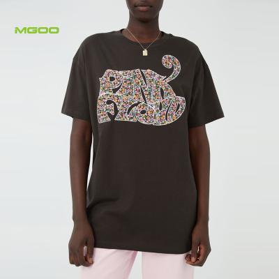 China Anti-Wrinkle MGOO Women T-shirt Oversized Custom Graphic Tees Heavy Cotton T-Shirts for sale