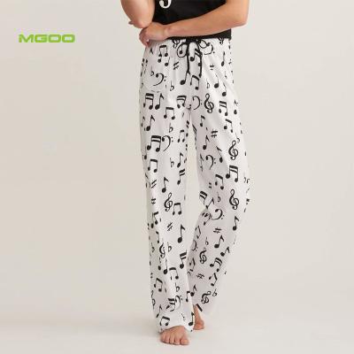 China MGOO Anti-Wrinkle Cotton Lounge Pants Women Silk Screen Pajama Pants Custom Contrast 100% Drawstring Sleep Pants for sale